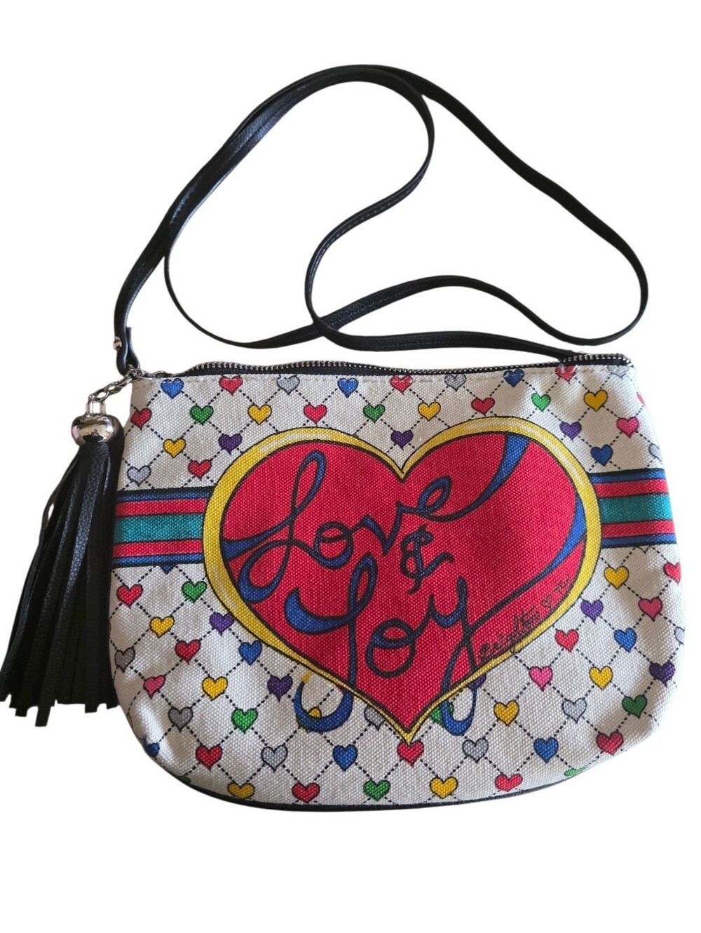 Brighton Multicolor Heart Print Crossbody - Pink/Yellow/Blue/Green